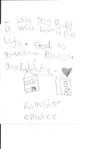 Kamsi's beautiful writing won her first place in our EYFS category.